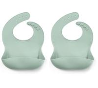 Jané Bavaglino in Silicone, Arrotolabile, Impermeabile, Asciugatura Rapida, Regolabile in 4 Misure, Senza BPA, Lavabile in Lavastoviglie, Verde (Confezione da 2)