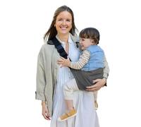 Jané Catch, marsupio laterale per bambini da 9 a 48 mesi, 100% cotone, protezione per le spalle, regolabile, ergonomico, antiscivolo, grigio