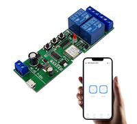 Jane Eyre 2 canali WiFi Wireless Smart Switch Relay per eWelink APP Smart Home Telecomando, interruttore momentaneo/a scatto, compatibile con Alexa Goolge Assistant