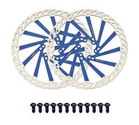 Jane Eyre 2 pezzi rotore per bicicletta a 6 bulloni, rotore per freno a disco in acciaio inossidabile 160 mm/180 mm/203 mm, accessori per biciclette con blocco centrale (Argento+Blu 203 mm)