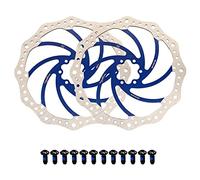 Jane Eyre 2 pezzi rotore per bicicletta a 6 bulloni, rotore per freno a disco in acciaio inossidabile 140 mm/160 mm/180 mm/203 mm, accessori per biciclette con blocco centrale (Argento+Blu 180 mm)