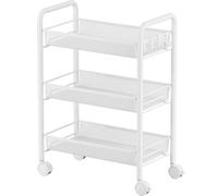 JANE EYRE Carrello portaoggetti a 3 livelli su ruote, carrello per artigianato, scaffale organizer multiuso, bianco