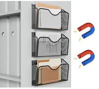 JANE EYRE Magnetic File Holder - 3PCS File Paper Mail Organizer No Drilling Magazine Paper Document Holder/Magnetic Hanging File Organizer for File Cabinets, Office, Whiteboard, BLACK