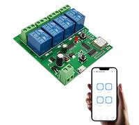 Jane Eyre Modulo interruttore autobloccante relè momentaneo WiFi a 4 canali Interruttore porta garage fai-da-te Controllo Ewelink APP, compatibile con Alexa Goolge Assistant
