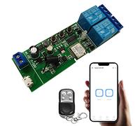 Jane Eyre Modulo relè wireless WiFi a 2 canali Relè momentaneo/a scatto per app Ewelink con telecomando RF 433 MHz compatibile con Alexa e Google Assistant