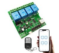 Jane Eyre Relè momentaneo WiFi a 4 canali, modulo interruttore autobloccante/interblocco con telecomando RF 433 MHz, modulo interruttore porta garage fai da te Controllo eWeLink APP