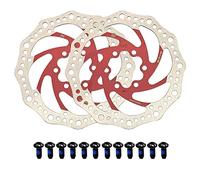 Jane Eyre Rotore per bicicletta 2 pezzi Freno a disco da 140 mm, con 12 bulloni, rotore per bicicletta in acciaio inossidabile, compatibile con bici da strada, mountain bike, BMX (Argento + Rosso)
