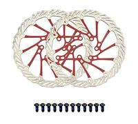 Jane Eyre Rotore per bicicletta 2 pezzi Freno a disco da 160 mm, con 12 bulloni, rotore per bicicletta in acciaio inossidabile, compatibile con bici da strada, mountain bike, BMX (Argento +Rosso)