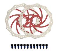 Jane Eyre Rotore per bicicletta 2 pezzi Freno a disco da 180 mm, con 12 bulloni, rotore per bicicletta in acciaio inossidabile, compatibile con bici da strada, mountain bike, BMX (Argento + Rosso)