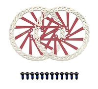 Jane Eyre Rotore per bicicletta 2 pezzi Freno a disco da 203 mm, con 12 bulloni, rotore per bicicletta in acciaio inossidabile, compatibile con bici da strada, mountain bike, BMX (Argento + Rosso)