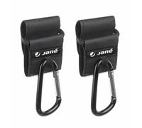 Jané Moschettoni per manubrio del passeggino, ganci, confezione da 2 pezzi, regolazione universale, molto resistenti per appendere borse della spesa, sacchetti, accessori