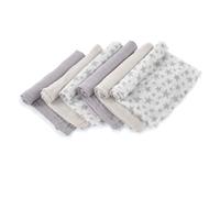 Jané Pack di 6 Mussole Multiuso, Allattamento, Tessuto Naturale Cotone e Bambù, Antiacaro, 35 x 35 cm, Grigio