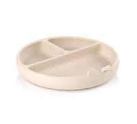 Jané Piatto BLW per Bambini, con Scomparti e Ventosa, Senza BPA, 100% Silicone, Compatibile con Sterilizzatori, Microonde, Forno, Beige