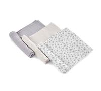 Jané Pack di 3 Mussole Multiuso, Allattamento, Tessuto Naturale Cotone e Bambù, Antiacaro, 80 x 80 cm, Grigio