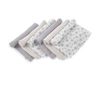 Jané Pack di 6 Mussole Multiuso, Allattamento, Tessuto Naturale Cotone e Bambù, Antiacaro, 35 x 35 cm, Grigio