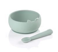 Jané Set Scodella e Cucchiaio in Silicone con Ventosa, Senza BPA, Compatibile con Sterilizzatori, Microonde, Forno, Verde