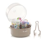 Jané Sterilizzatore per Microonde 6 Biberon, con Cestello per Tettarelle e Pinza, BPA Free, Grigio