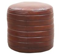 Janeiro - Pouf vintage moderno, in pelle, marrone, 45 cm
