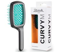 Janeke Curvy Spazzola per capelli con manico ergonomico - Spazzola ventilata per asciugatura e levigatura - districante antistatica per capelli spessi, ricci e bagnati (nero - turchese)