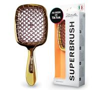 Janeke Superbrush Spazzola districante per capelli morbidi, con setole antistatiche, spazzola ventilata per capelli bagnati, per asciugatura, per capelli ricci, spessi, ondulati e fini, oro
