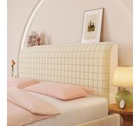 JANEMUA Copri testiera, copri testiera elasticizzata, piccola fodera protettiva antipolvere in jacquard quadrato per camera da letto matrimoniale, king size- Cheesecake ||120cm