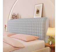 JANEMUA Copri testiera, copri testiera elasticizzata, piccola fodera protettiva antipolvere in jacquard quadrato per camera da letto matrimoniale, king size- Light Grey||120cm