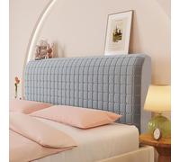 JANEMUA Copri testiera, copri testiera elasticizzata, piccola fodera protettiva antipolvere in jacquard quadrato per camera da letto matrimoniale, king size-Charcoal Grey|| 160cm