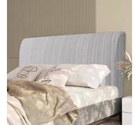 JANEMUA Copritestata letto elasticizzata, copritestata letto in lino e cotone di qualità superiore, copritestata antipolvere per letto matrimoniale e king size-Matte Gray||180cm
