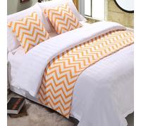 JANEMUA Runner da letto e sciarpe, delicato sulla pelle, con motivo a onde, per la fine dei piedi del letto, biancheria da letto, decorazione per la casa, colore giallo, 210 x 50 cm per letto da 1,5 m