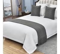 JANEMUA Runner da letto e sciarpe, lavorato a maglia, morbido, delicato sulla pelle, con motivo a rombi, per la fine dei piedi del letto, per hotel, 210 x 60 cm per letto da 1,5 m, colore grigio
