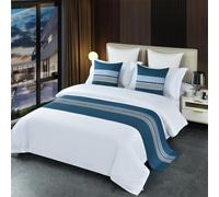JANEMUA Runner Letto Matrimoniale, Copriletto Morbido E Resistente Allo Sbiadimento, Adatto per la decorazione degli interni delle camere d'albergo-Blue||pillowcase-Brown 1×50 * 50cm