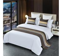 JANEMUA Runner Letto Matrimoniale, Copriletto Morbido E Resistente Allo Sbiadimento, Adatto per la decorazione degli interni delle camere d'albergo-Coffee||pillowcase-Blue 1×50 * 50cm