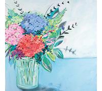 Janet Bell Ortensie 40 x 40 cm Stampe su Tela, Poliestere, Multicolore