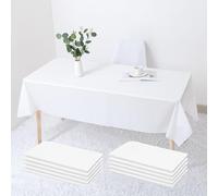 Janety 10 Pezzi Tovaglie Bianche Rettangolari, 137 x 274 cm Addensato confezioni di tovaglie monouso, Tovaglia Rettangolare Lavabile, per matrimoni, feste, festa di compleanno per bambini