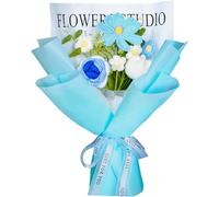 JANEUNIQUE Bouquet Fiori Artificiali Finti Fiore Finito Lavoro a Maglia Uncinetto Rosa Girasole Margherita Fiore Artificiale per Vaso Decorazione Regalo Donna