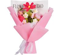 JANEUNIQUE Bouquet Fiori Artificiali Finti Fiore Finito Lavoro a Maglia Uncinetto Rosa Girasole Margherita Fiore Artificiale per Vaso Decorazione Regalo Donna