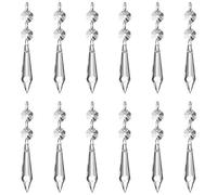 JaneYi 12 pezzi Ciondoli a Forma di Prisma di Ghiacciolo in Cristallo Trasparente con 12 Perline Ottagonali e Anelli di Collegamento per Lampada Vaso da Giardino Feste Natale Matrimoni Decorazioni