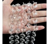 JaneYi 12 pezzi Fili di Perle di Cristallo Trasparente 30cm Perline Ottagonali in Cristallo K9 Scintillanti 14 mm Catena di Perle Ornamento per Fai Da Te Natale Nozze Tenda Porta Lampadario Gioielli