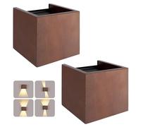 JaneYi 2 Pezzi Applique da Parete Interno Legno Scuro 8W Luce Calda 3000K Lampada da Muro LED Moderna Up Down Angolo di Fascio Regolabile Applique Vintage per Corridoio Scala Soggiorno Camera da Letto