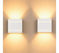 JaneYi 2 pezzi Applique da Parete Piccola Interni LED 7W 3000K Luce Calda
