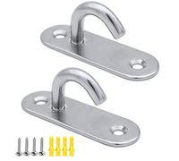 JaneYi 2pezzi Ganci da Soffitto M8 Gancio da Muro con Occhiello Aperto Gancio Piastra Occhiello in Acciaio Inox Gancio Montaggio a Parete per Amaca Altalena Yoga Zanzariera Hardware di Coperta Marina