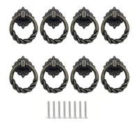 JaneYi 8 Pezzi Maniglie Mobili Vintage Anello Bronzo con Viti