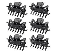 JaneYi Fermagli per capelli da donna, confezione da 6 pezzi, in plastica nera, resistenti, di piccole e medie dimensioni, presa forte, antiscivolo, per donne e ragazze, per capelli lunghi e corti