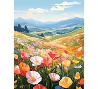 JanFebMar Dipingere con i Numeri Adulti Bambini Principianti, DIY Kit per Dipingere con Numeri Decorazione della Casa Senza Cornice 40x50cm Montagna di primavera