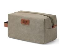 Janhavi Borsa da toilette da uomo, impermeabile, idea regalo per testimoni dello sposo, in tela, con iniziali incise e orecchie di grano, borsa da viaggio da uomo, idea regalo per uomini, tssentials