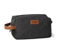 Janhavi Borsa da toilette da uomo, impermeabile, idea regalo per testimoni dello sposo, in tela, con iniziali incise e orecchie di grano, borsa da viaggio da uomo, idea regalo per uomini, tssentials