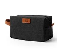 Janhavi Borsa da toilette da uomo, impermeabile, idea regalo per testimoni dello sposo, in tela, con iniziali incise e orecchie di grano, borsa da viaggio da uomo, idea regalo per uomini, tssentials