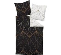 Janine Biancheria da letto in raso makò J.D. 135 x 200 cm + 80 x 80 cm, colore: marrone/nero
