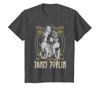 Janis Joplin Gold Framed Maglietta, Bambini, Grigio Scuro, 3 Anni