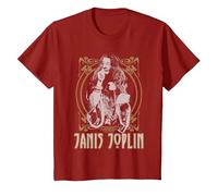 Janis Joplin Gold Framed Maglietta, Bambini, Mirtillo Rosso, 3 Anni